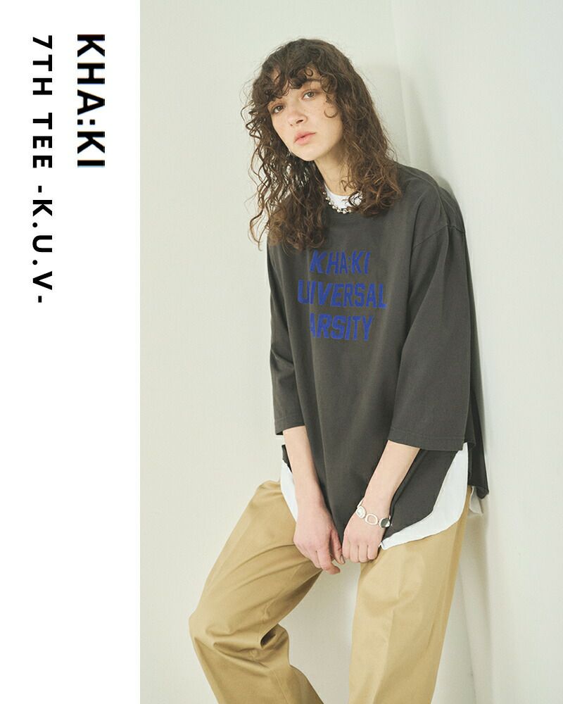 mitKOS ページ kha:ki カーキ コットン 7分袖 Tシャツ “7TH TEE -K.U.V
