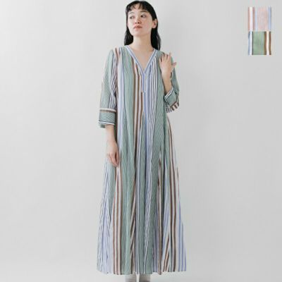 【タグ付新品未使用品】ヌキテパ　コットンスラブ　ストライプキッズドレス　サイズM Cotton Slub Stripe Kids Dress | Pasand by ne Quittez pas