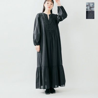 ne Quittez pas ヌキテパ ティアードマキシワンピース ハシゴレース NE QUITTEZ PAS! 【20%OFF】ヌキテパ ne Quittez pas コットン