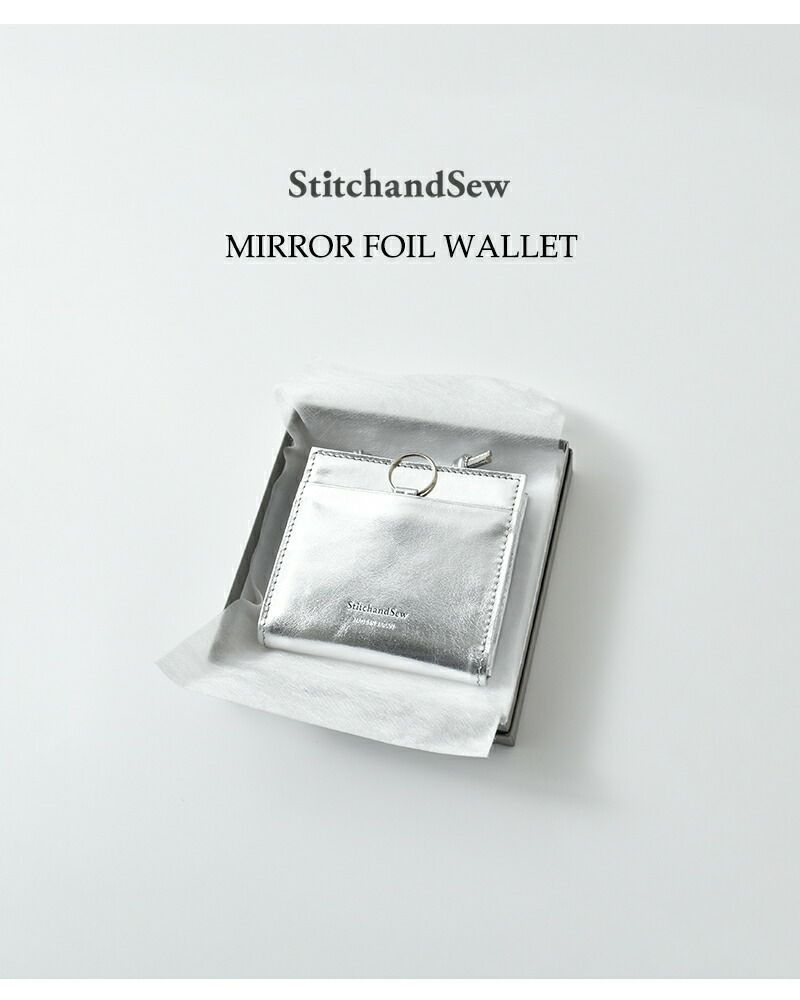 StitchandSew スティッチアンドソー 牛ミラー箔 Lジップ ウォレット
