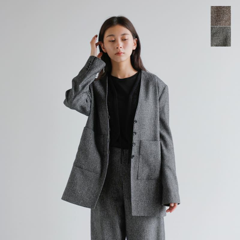 新品  BalyJane×cacharel ジャケット 定価¥26,250- Hella ヘラ シルクネップ カラーレス ツイード ジャケット “SILK