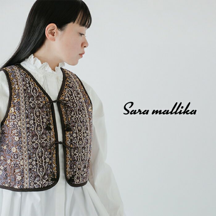 Sara mallika フラワープリント フード付きジャケット Sara Mallika サラマリカ コットン ジャガード フラワー