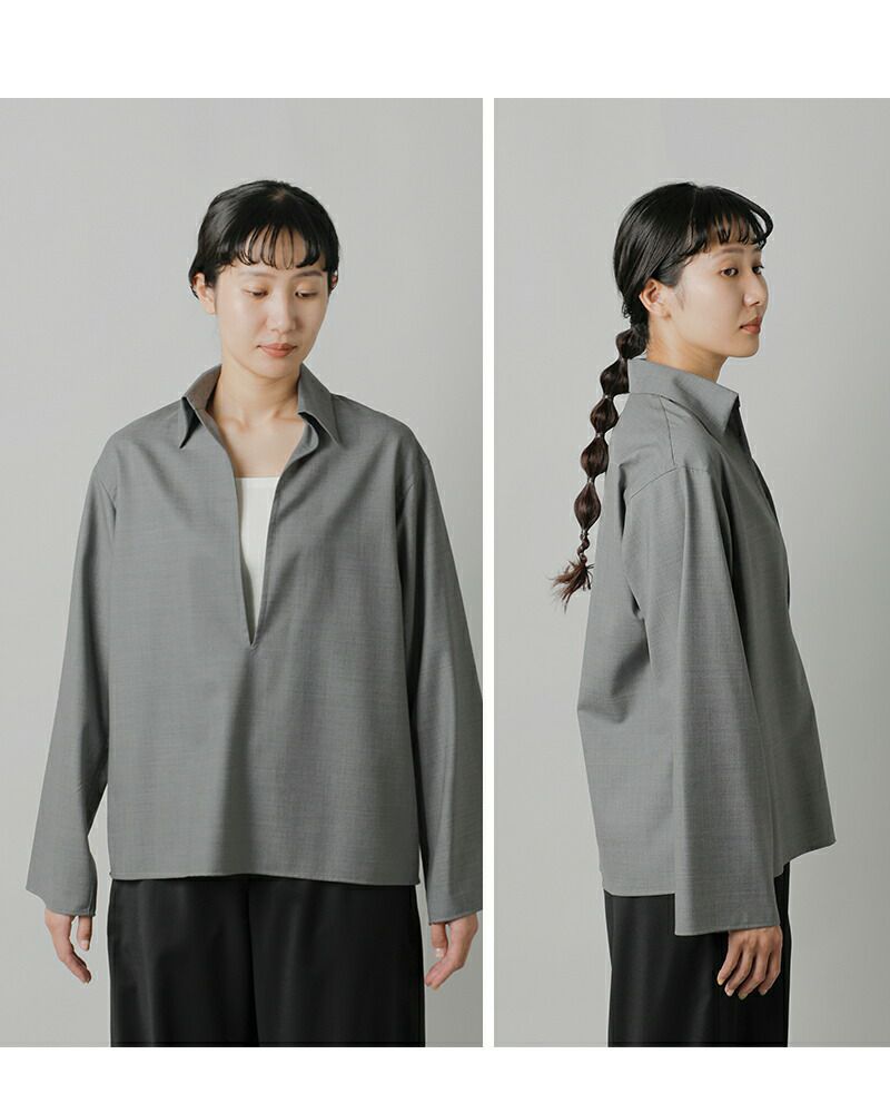 ★ロエフ LOEFF トロピカルウール スキッパー ノースリーブ ブラウス★ ☆ロエフ LOEFF トロピカルウール スキッパー ノースリーブ