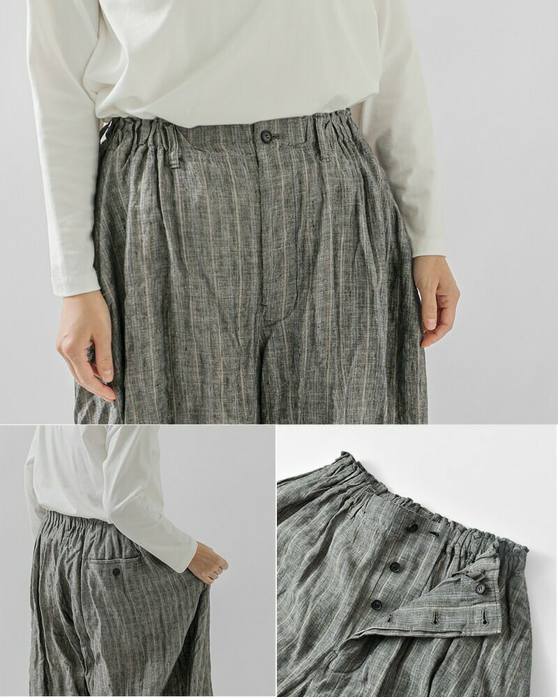 ヴラスブラム　パンツ　ネイビー Vlas blomme (ヴラスブラム) Smoky Color Linen 天竺 カーブパンツ