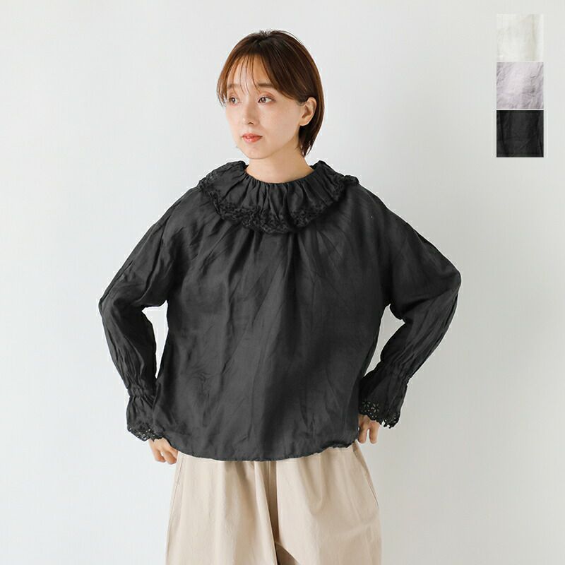 Gauze#/ガーゼ　 アンティークレース　フリルノースリーブブラウス Gauze#/ガーゼ アンティークレース フリルノースリーブブラウス
