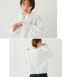 Gauze#/ガーゼ　 アンティークレース　フリルノースリーブブラウス Gauze#/ガーゼ アンティークレース フリルノースリーブブラウス