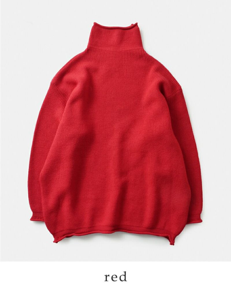 ARCHIVIO レッド 長袖　モックネックプルオーバー　レッド　新品未使用　M ARCHIVIO レッド 長袖 モックネックプルオーバー レッド 新品未