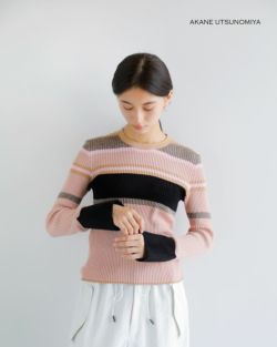 【layerd tank Knit】　アカネウツノミヤ WAM-FK05-1002(カラーブロックニットOP)(36 PINK): AKANE