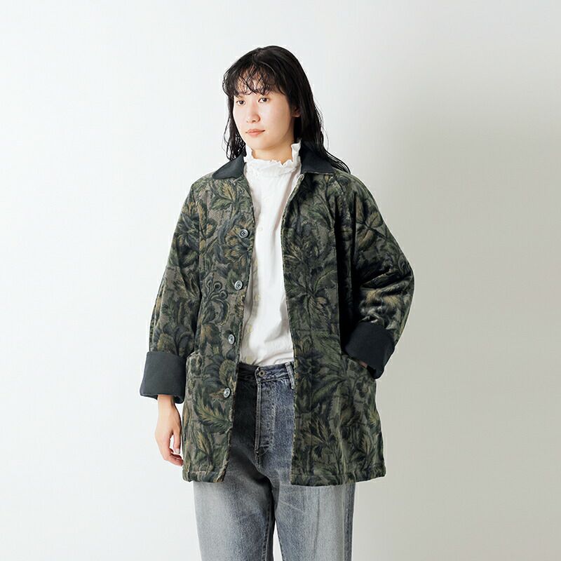 chimala チマラ フローラル リブレス コード バーン コート cs40-jt02