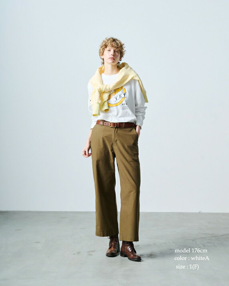 kha:ki カーキ コットン プリント 長袖 Tシャツ mil25fcs3468-9
