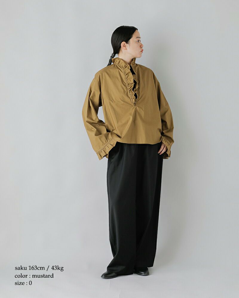 LOEFF ロエフ コットンブロード フリル スキッパー シャツ 8821