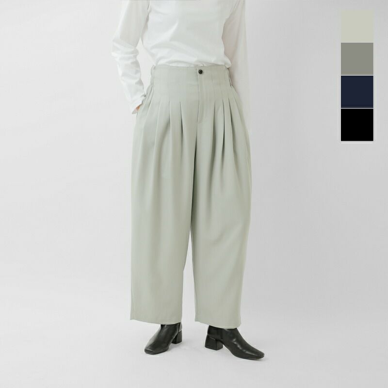 お値下げ中 ミズイロインド ハイウェストタックリネンパンツ ソフト