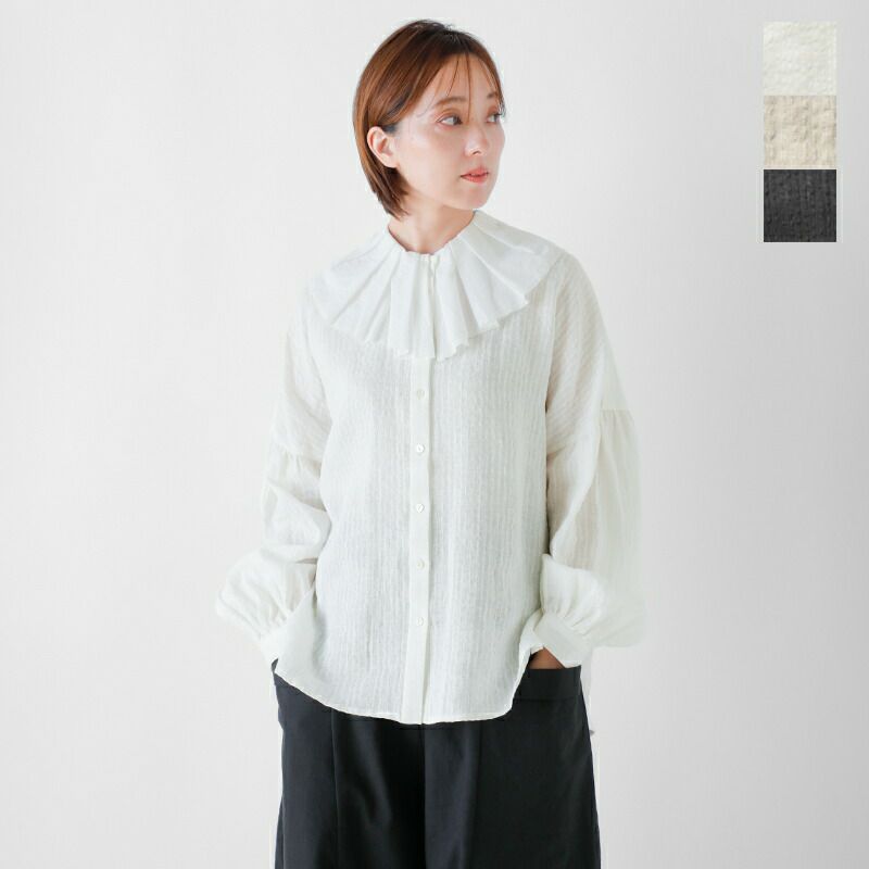 MAGALI マガリ ストライプリネン アンティークカラー ブラウス