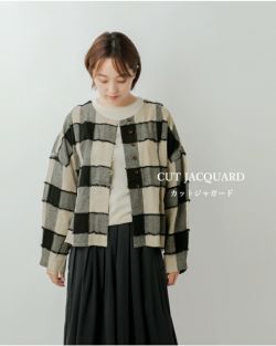 美品 ツムグ tumugu ドット柄リネンジャガードシャツワンピース 日本製 tumugu:（ツムグ） | ブロックチェックカットジャガード