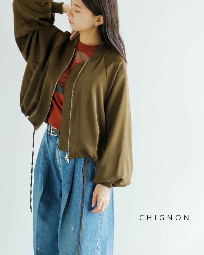 シーニュ　cygne ブルゾン　サテン　日本製　ギャザー CHIGNON シニヨン サテン ボリューム ブルゾン 4654-033mk-ms