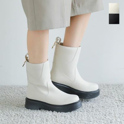 eness エネス カウレザー サイドジップ チャンキーブーツ st-5878-yo