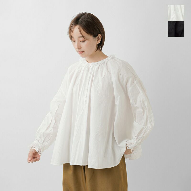 (g)グラム ヴィンテージ ワッシャー ウール フリル トリム ブラウス g)グラム ヴィンテージ ワッシャー ウール フリル トリム ブラウス