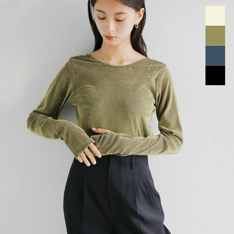 トップス Mathy MANOF マノフ チュール フロッキー ストライプ トップス 89105-1042-ms