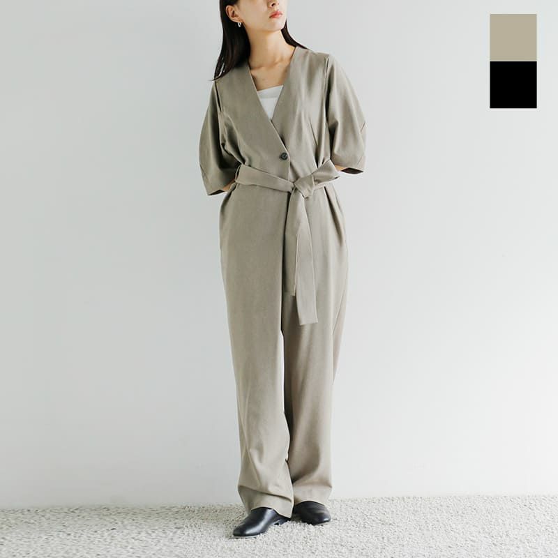 20%OFF】【÷÷】MANOF マノフ スリット ハーフスリーブ オールインワン