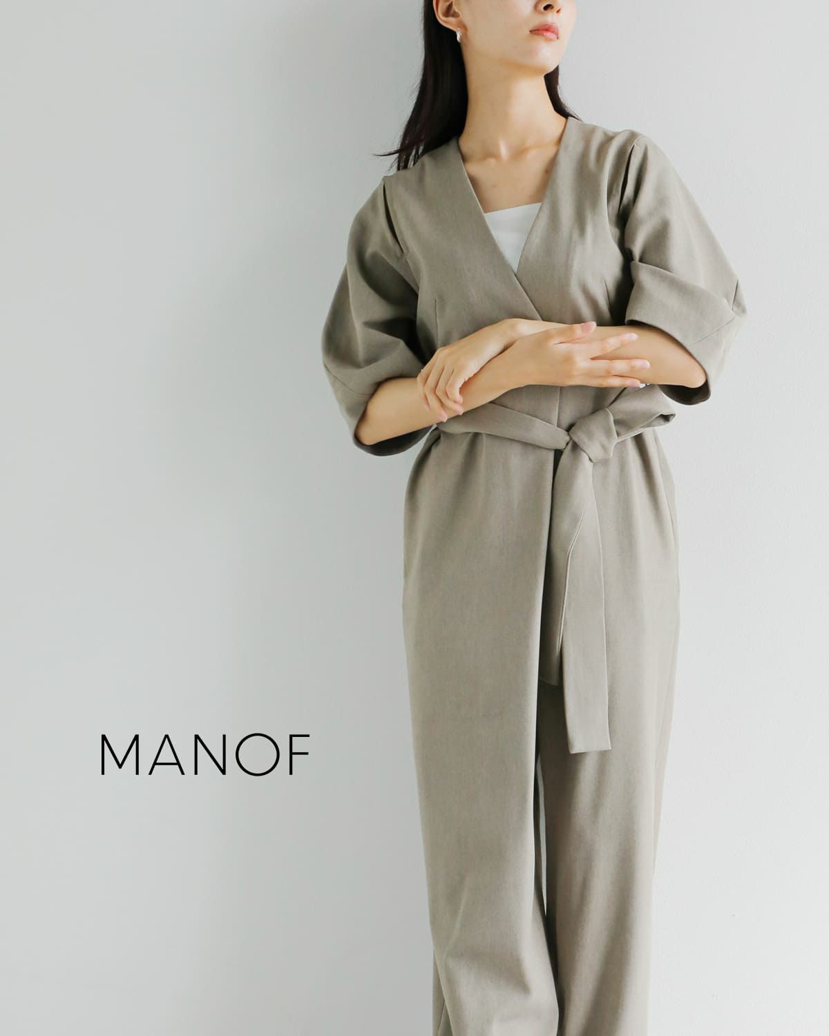 30%OFF】MANOF マノフ スリット ハーフスリーブ オールインワン 89112
