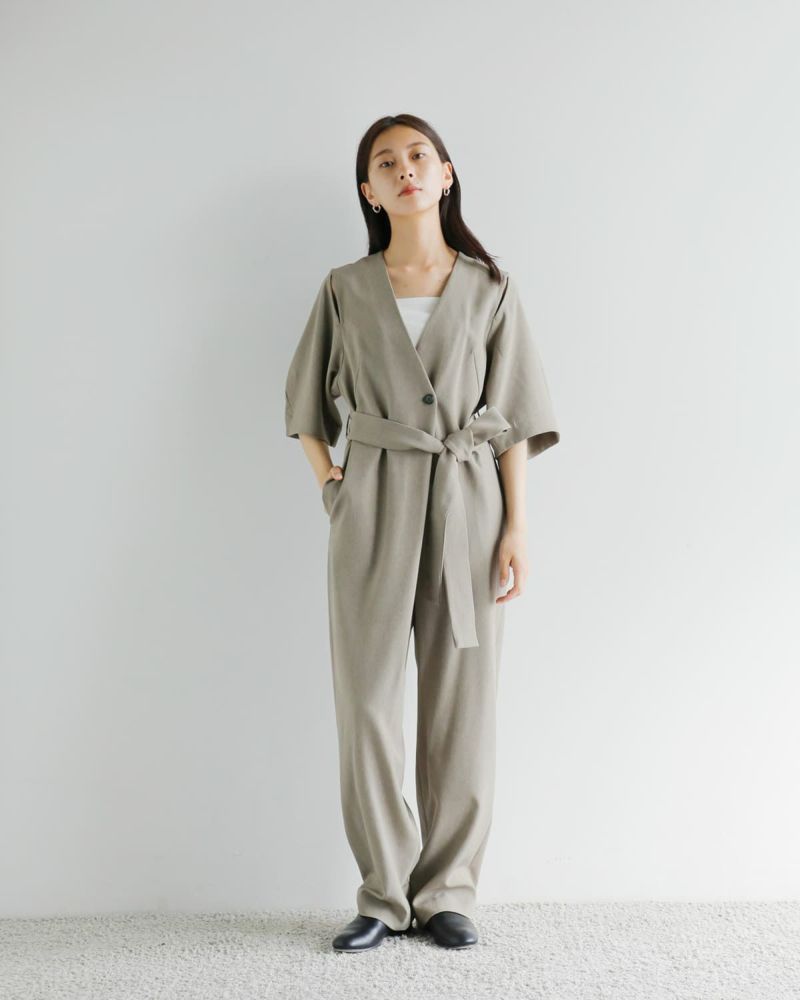 20%OFF】【÷÷】MANOF マノフ スリット ハーフスリーブ オールインワン