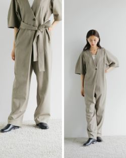20%OFF】【÷÷】MANOF マノフ スリット ハーフスリーブ オールインワン
