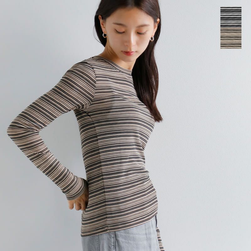 KIJUN Sophie トップス kiehtova キエトヴァ シアー ボーダー トップス “SHEER BORDER