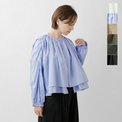 40%OFF】MANON マノン コットン ギャザー ロングスリーブ Tシャツ