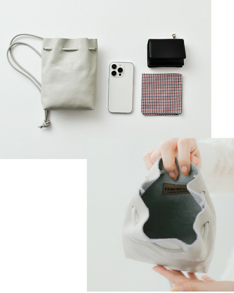40%OFF】FERCHI フェルチ ドラーロレザー 巾着 ショルダー バッグ