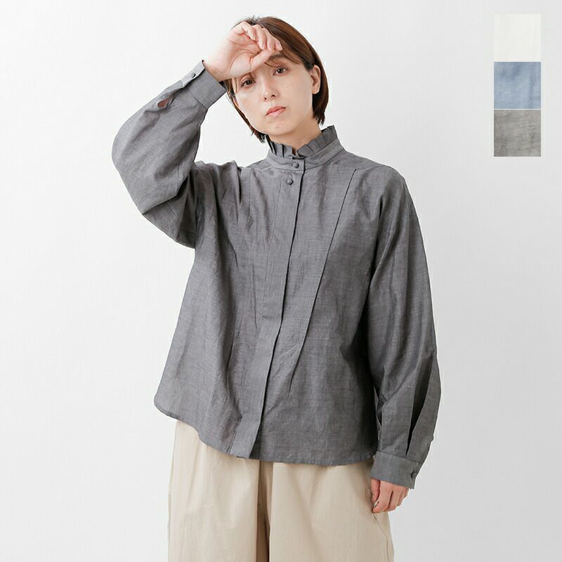 30%OFF】MAGALI マガリ コットン リネン シャンブレー ラッフルカラー