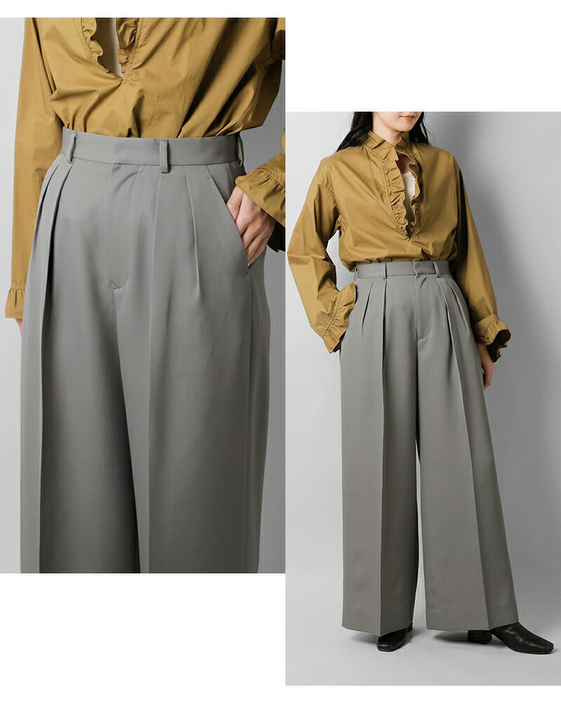 LOEFF ロエフ ウール ギャバ バギー トラウザー パンツ 8814-202-0178