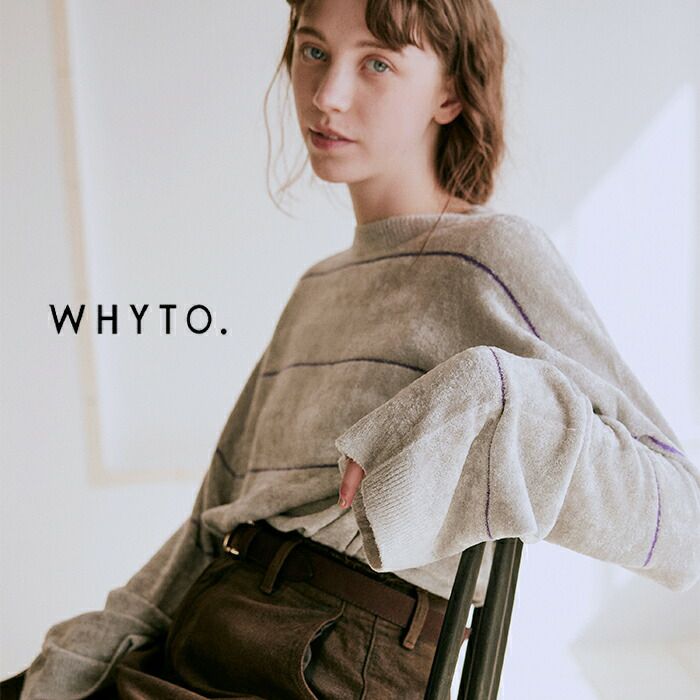 40%OFF】whyto ホワイト ワイド ボーダー ニット プルオーバー “wide