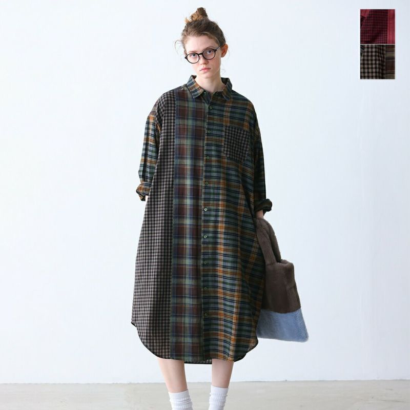 kelen ケレン パネル デザイン シャツ ワンピース “SERI” lkl25fop2114