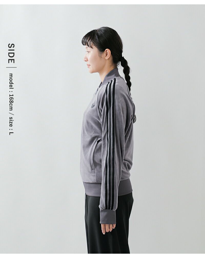 adidas トラックトップ グレー L ユニセックス アディダス ベロア