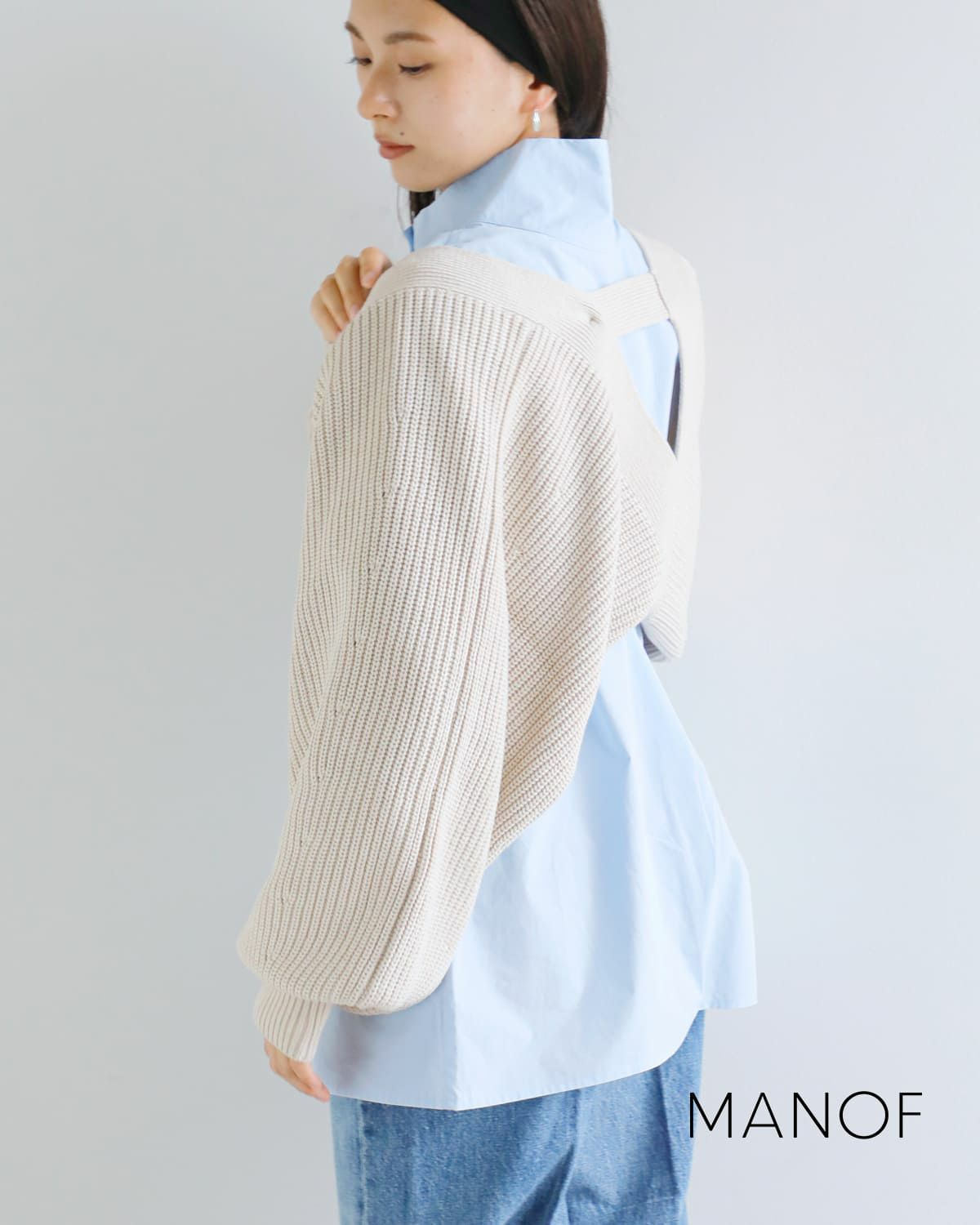 40%OFF】MANOF マノフ ボリューム スリーブ ニット ボレロ 89106-2022