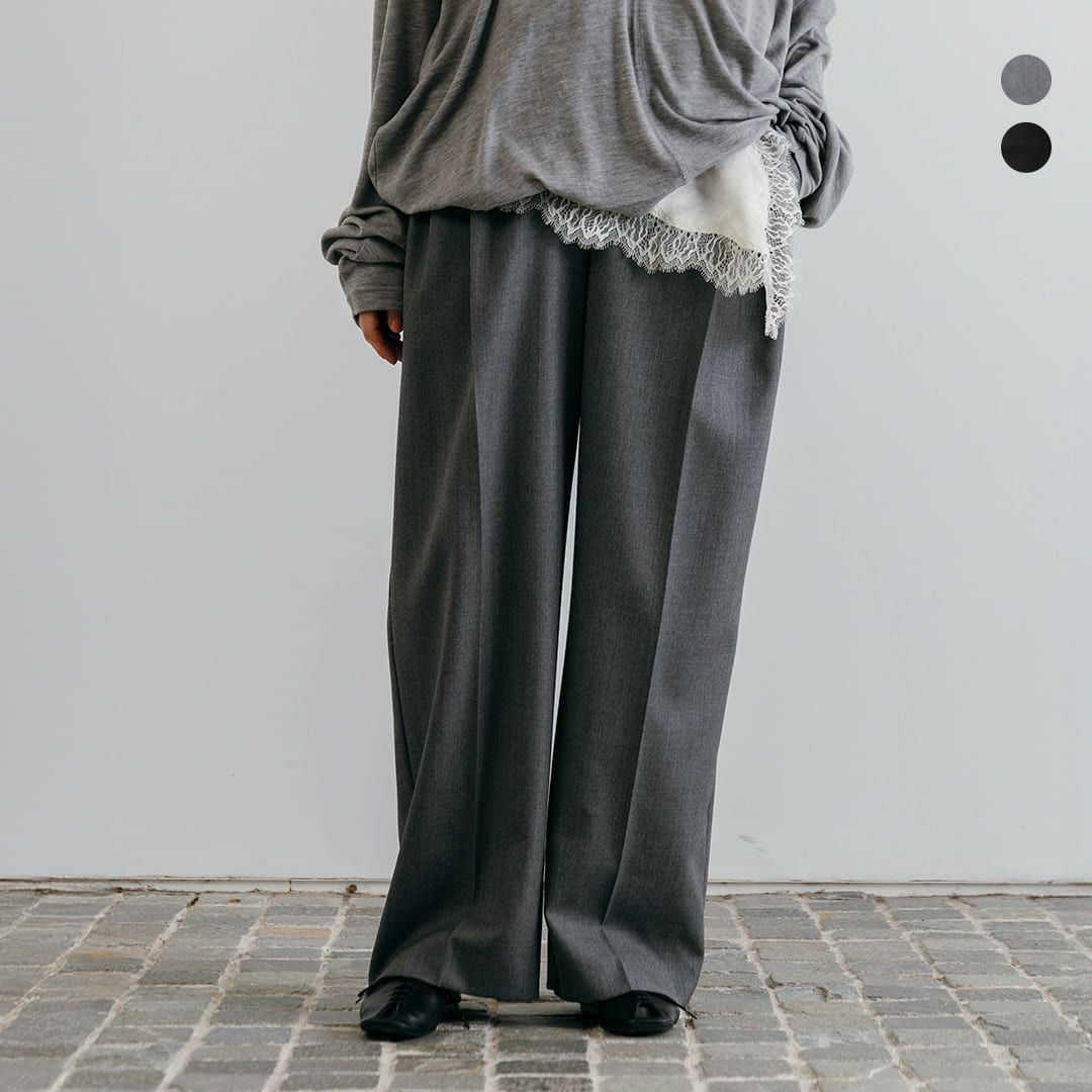 CREDONA クレドナ 高密度 ウール ギャバジン ツータック スラックス