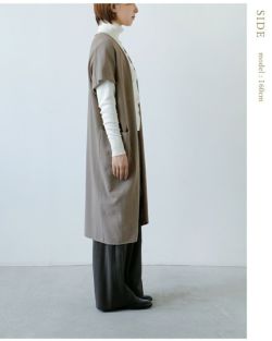 evam eva エヴァムエヴァ コットン ロング ベスト e253k024-mt