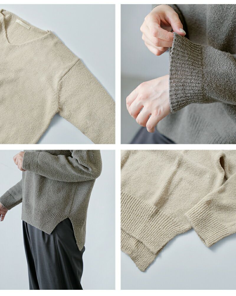 evameva アルパカウールニット evam eva アルパカ ウール Vネック ニット プルオーバー グレージュ