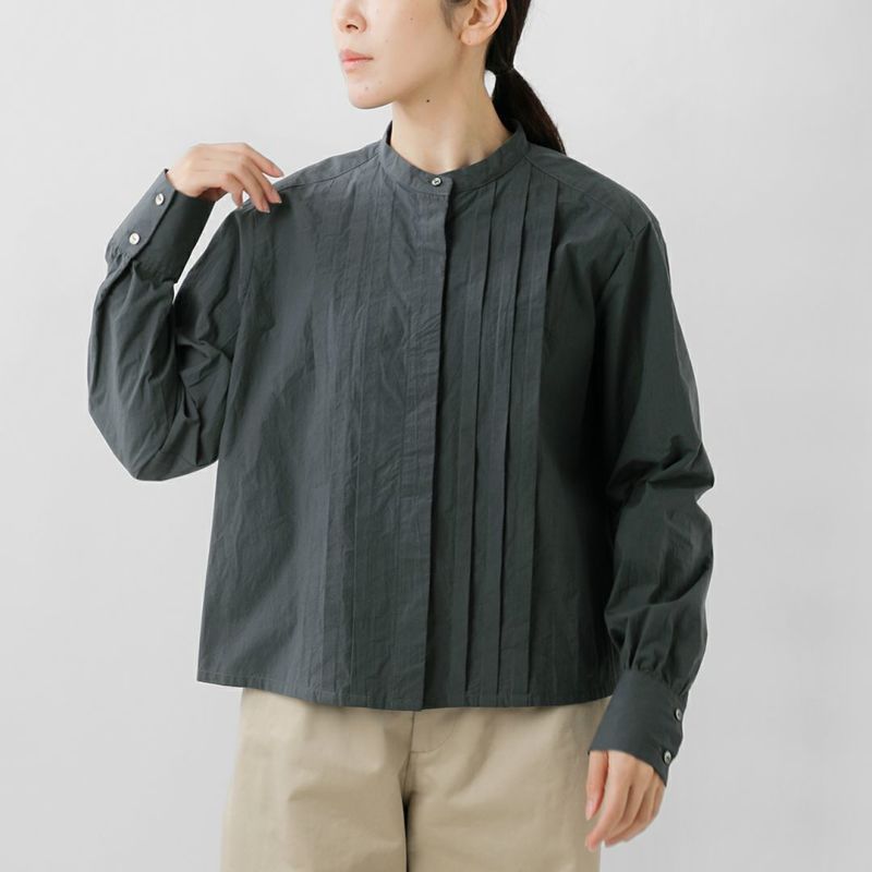 MidiUmi ミディウミ コットン タック ショート シャツ “tuck short