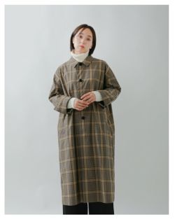 40%OFF】tissu ティシュ ツイル グレンチェック ステンカラーコート