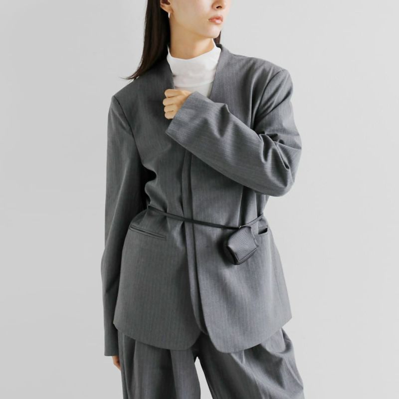 30%OFF】anuke アンヌーク ストレッチ ノーカラー オーバー ジャケット