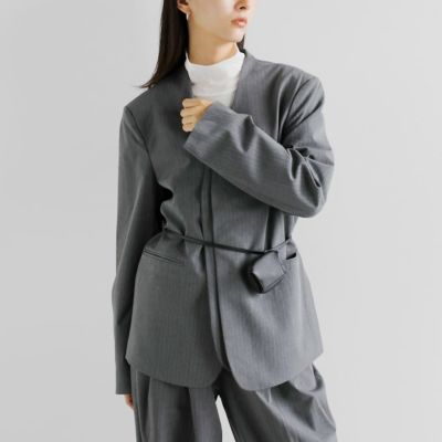 anuke アンヌーク ストレッチ ノーカラー オーバー ジャケット