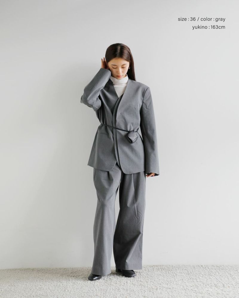 anuke アンヌーク ヘザーストレッチ ダブルタック ワイドパンツ