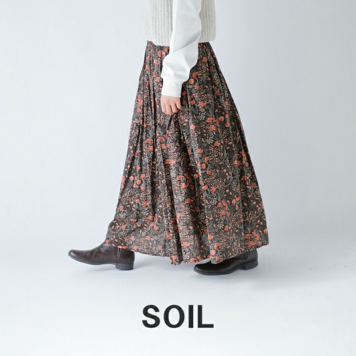 soil ソイル　ギャザースカート SOIL ソイル 60s キャンブリック フラワープリント ギャザー スカート