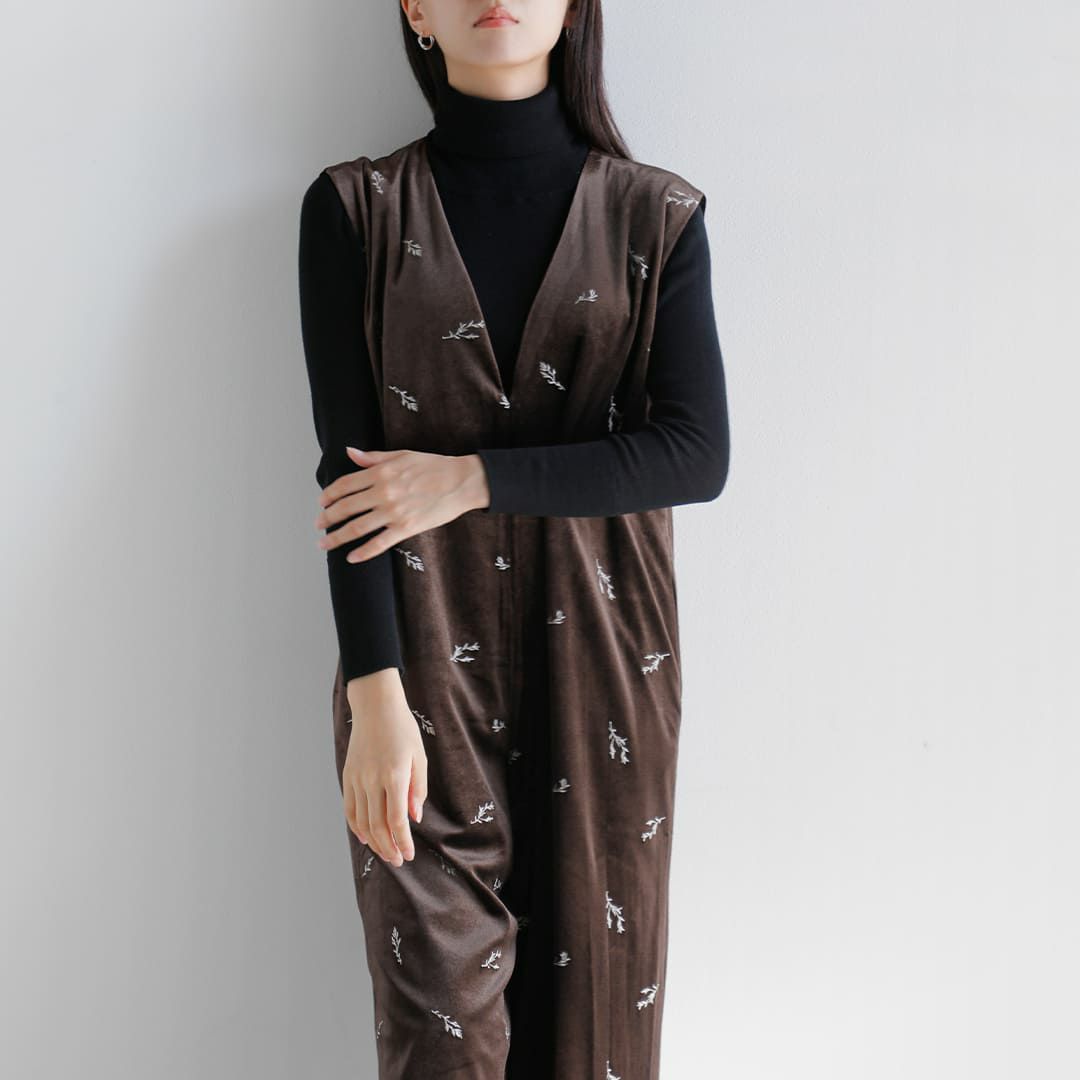 MANOF マノフ ベロア 刺繍 オールインワン 89112-5192 2025aw新作