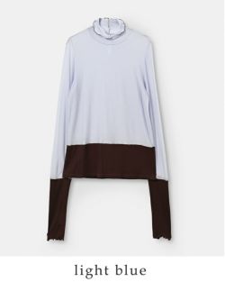 whyto ホワイト カシミヤ シルク カラー ブロック タートル ニット