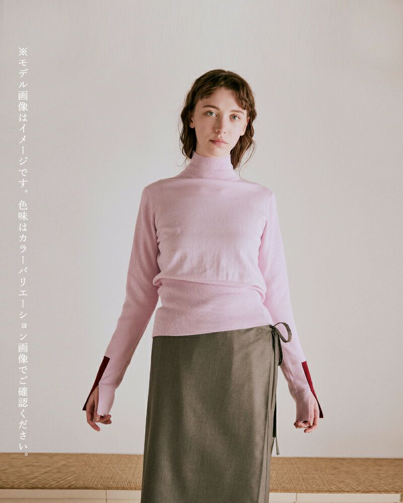 40%OFF】whyto ホワイト コットンシルク カラー ブロック ニット