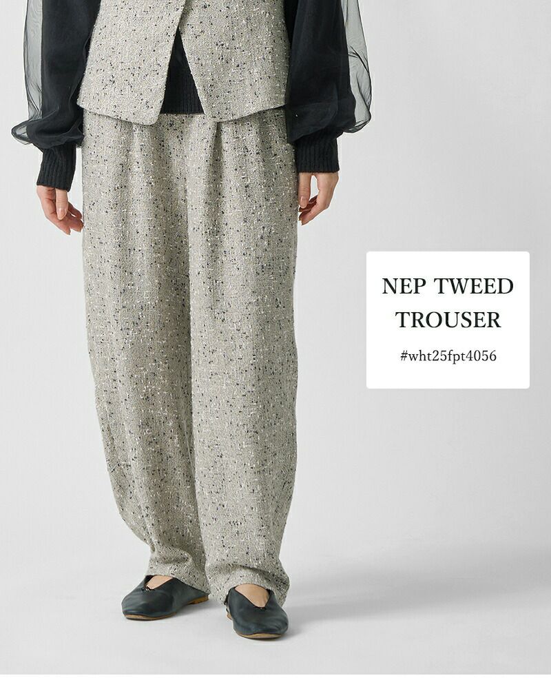 40%OFF】whyto ホワイト ネップ ツイード トラウザー パンツ “nep
