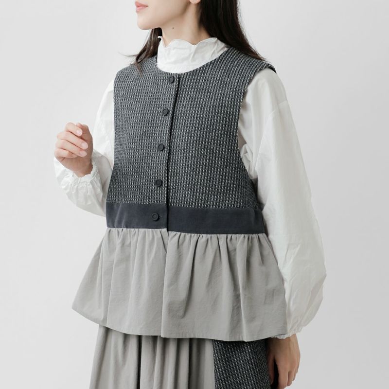 クーポン対象】MAGALI マガリ ピンドット ツイード ヴィンテージ ジレ