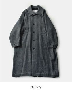 30%OFF】VOAAOV ヴォアーブ ウールリネン ヘリンボーン ステンカラー